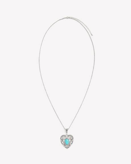 Long collier western avec pendentif en coeur