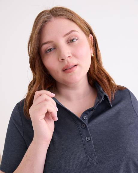 Short Sleeve Polo Top, Heather Blue - Active Zone
