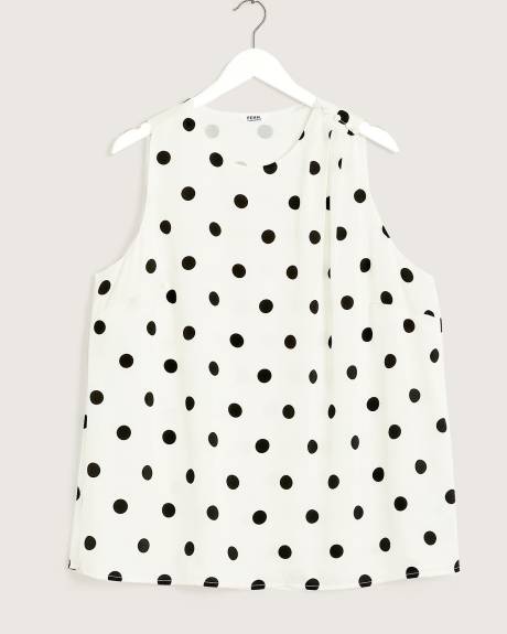 Satin Sleeveless Blouse, Polka Dot Print