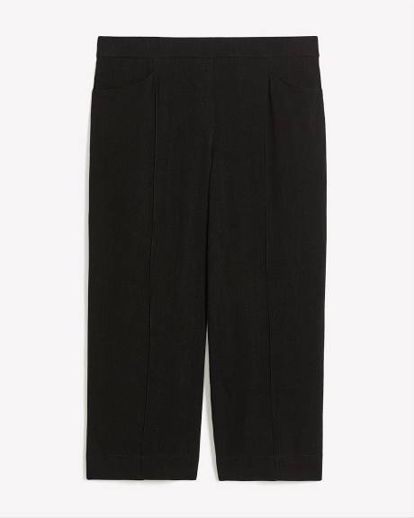 Linen Blend Wide-Leg Cropped Pant