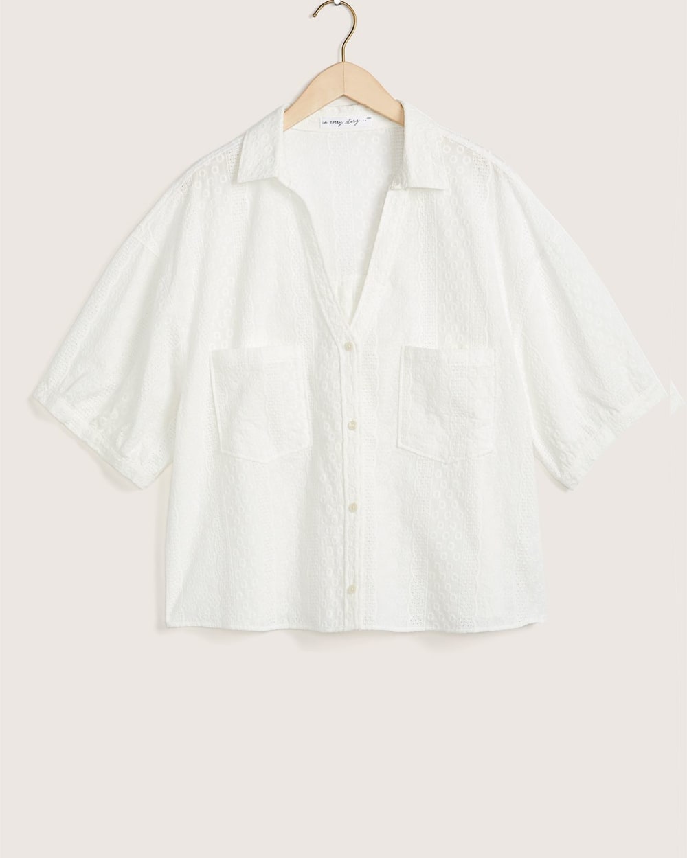 Short Woven Cotton Shirt Blouse - Addition Elle | Penningtons