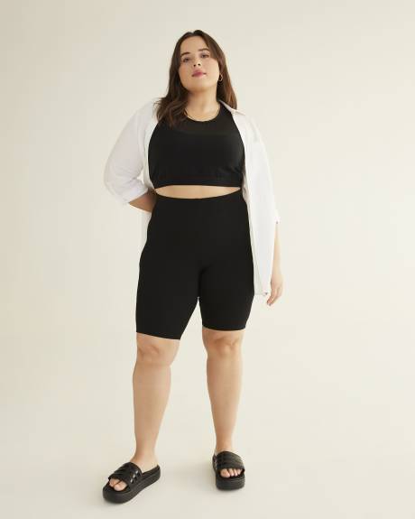 Black Textured Fashion Bike Short