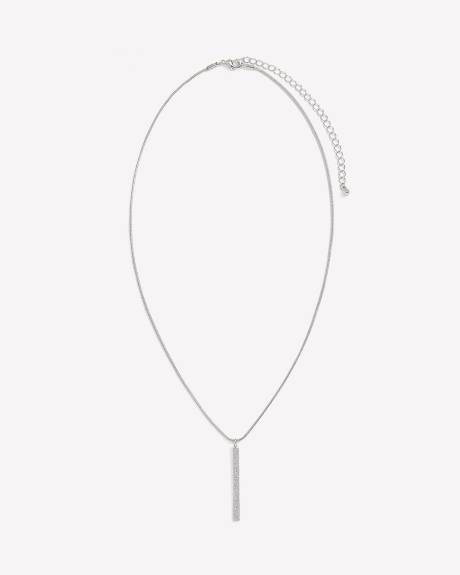 Short Silver Necklace with Paper Glitter Stick Pendant