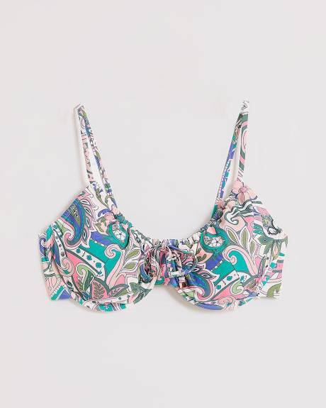 Floral-Print Collina Bra Swim Top - Raisins Curve