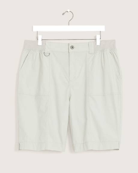Cotton Cargo Bermuda with Rib Waistband