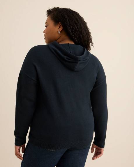 Relaxed-Fit Shaker-Stitch Hooded Sweater