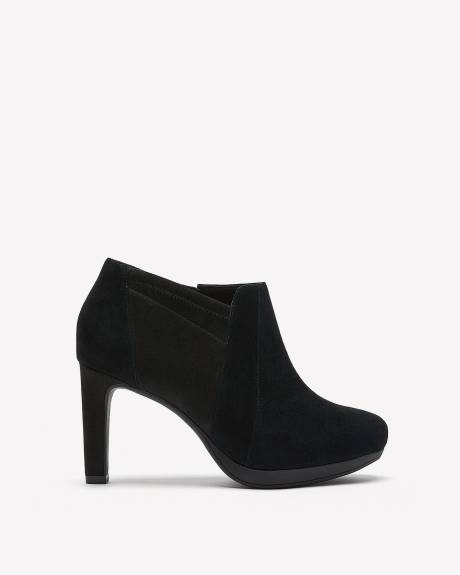 Wide Width, Ambyr Hope Black Suede Heeled Booties - Clarks