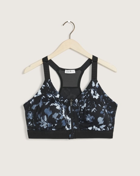 Printed Wireless Medium Support Sports Bra with Mesh Inserts - Active Zone