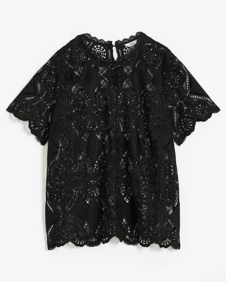 Crochet Blouse with Scalloped Hem