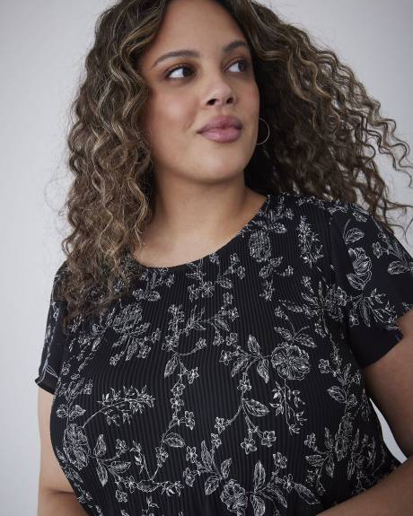 Responsible, Printed Short-Sleeve Pleated Blouse