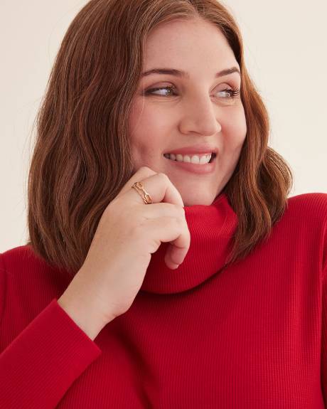 Waffle Knit Tunic with Cowl Neck