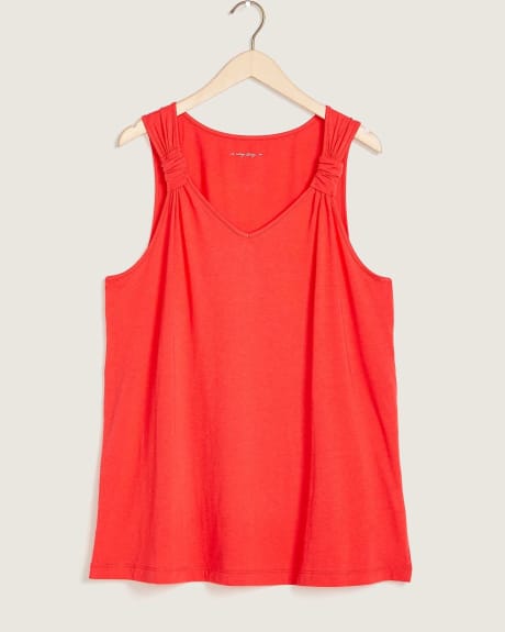 Solid Knit Tank Top With Knots - In Every Story