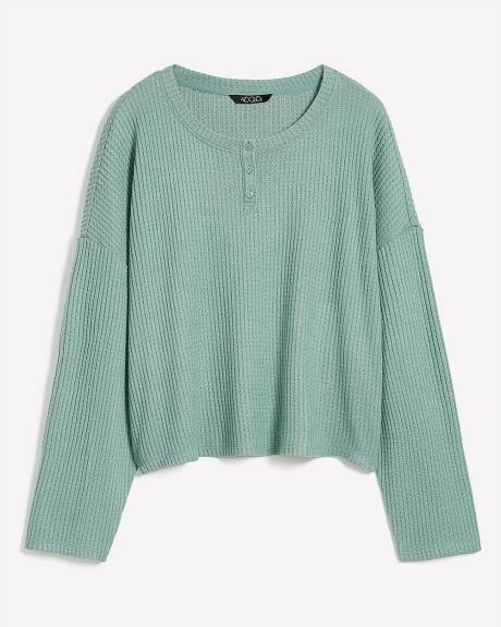 Haut de pyjama court à manches longues en tricot gaufré - ti Voglio