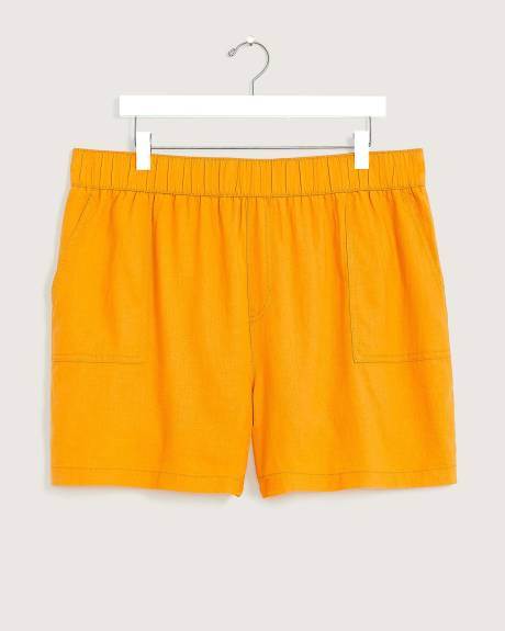 Short à enfiler en mélange de lin