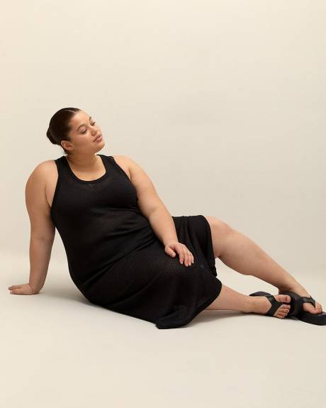 Sleeveless Black Mesh Maxi Swim Cover-Up Dress