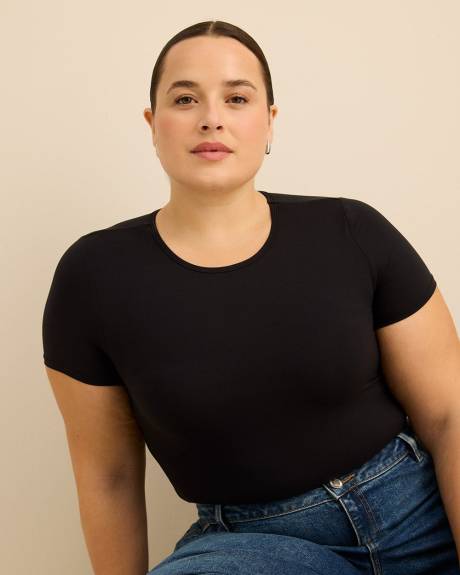 Cheeky Black Knit Short-Sleeve Bodysuit - ti Voglio