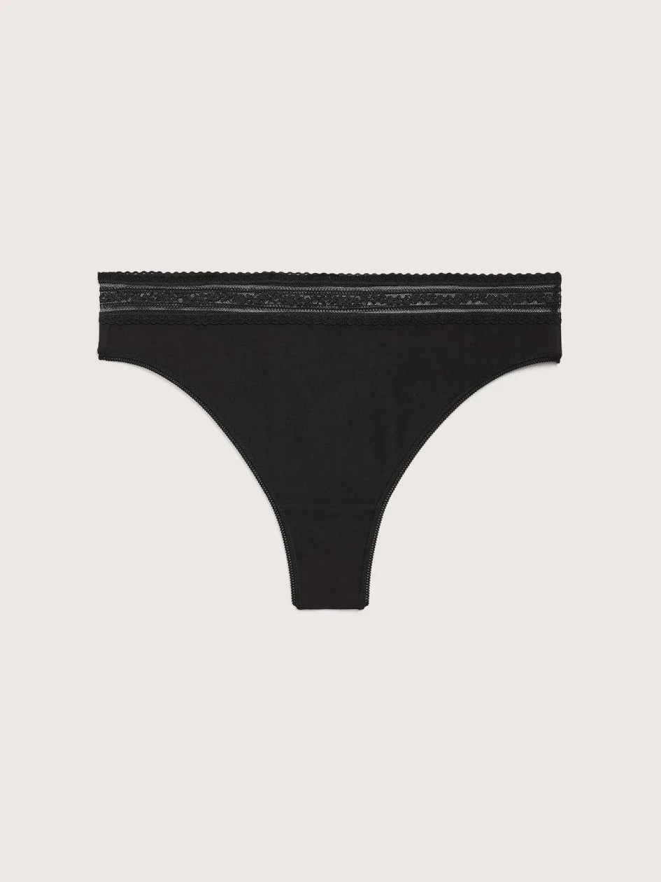 Solid Cotton Thong Panty - Addition Elle