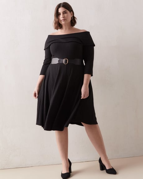 Off-Shoulder Midi-Length Dress - Addition Elle