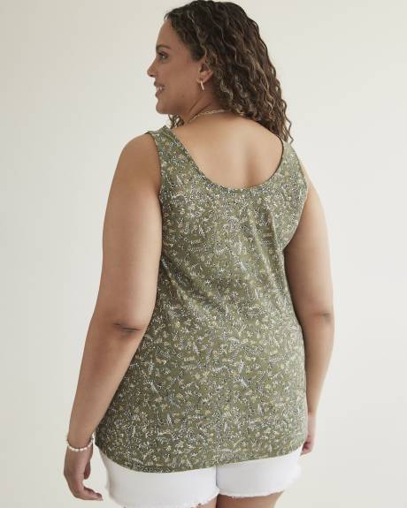 Linen Blend U-Neck Cami with Elastic Strap