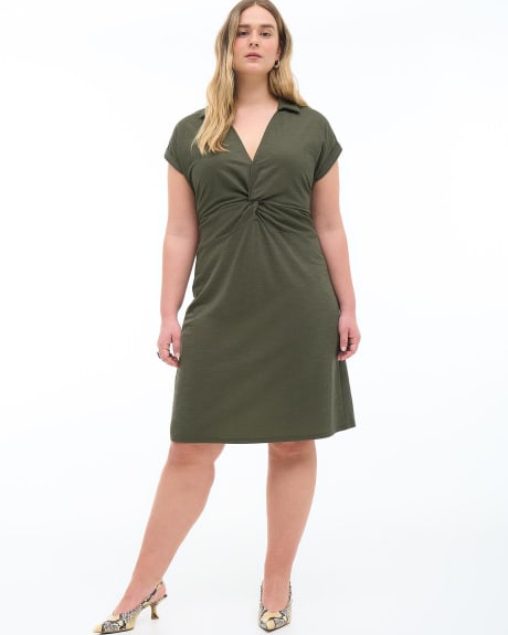 Knit Dress with Twist Front Detail - Addition Elle