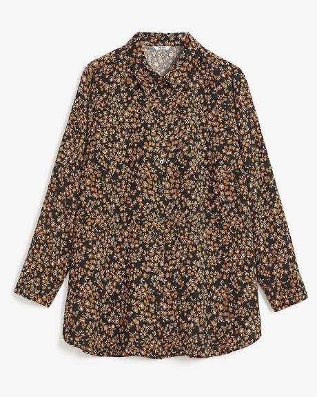 Black Floral Buttoned Down Shirt