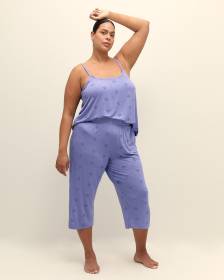 Pantalon de pyjama capri en tricot brodé lavande - ti Voglio