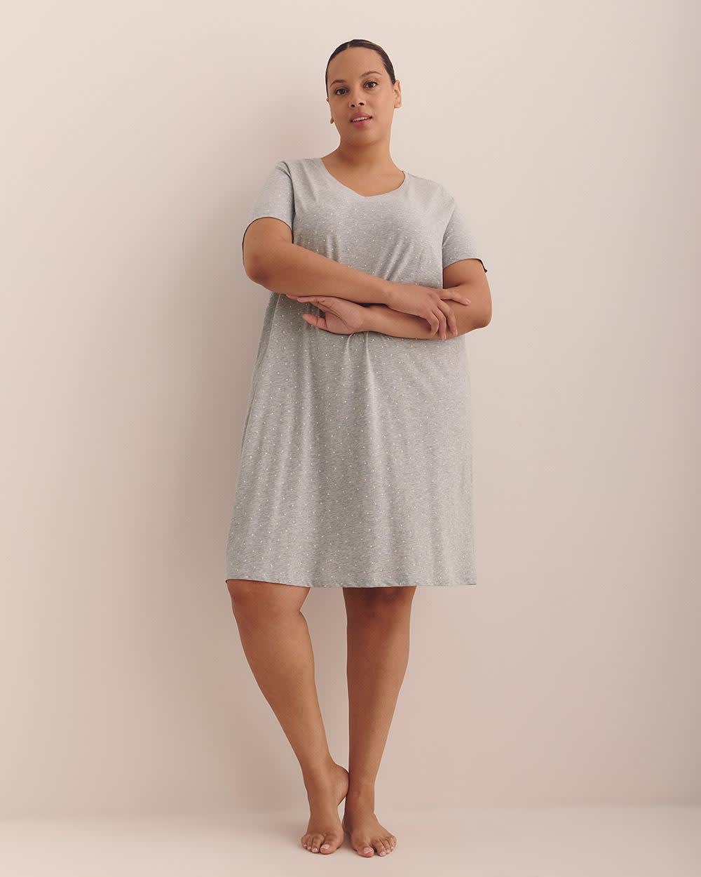 Dotted Heather Knit Short-Sleeve Sleepshirt - ti Voglio
