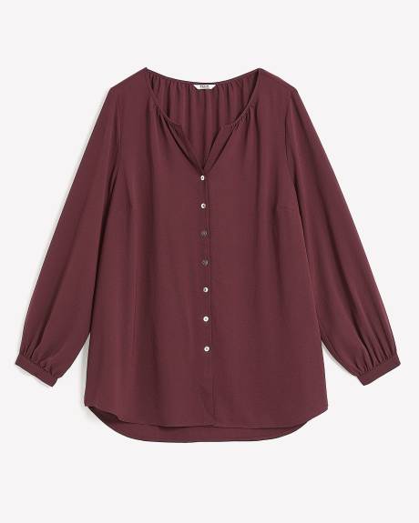 Satin Blouse with Long Balloon Sleeves
