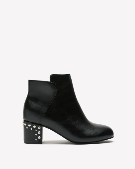 Extra Wide Width, Ankle Booties with Studs on Heel