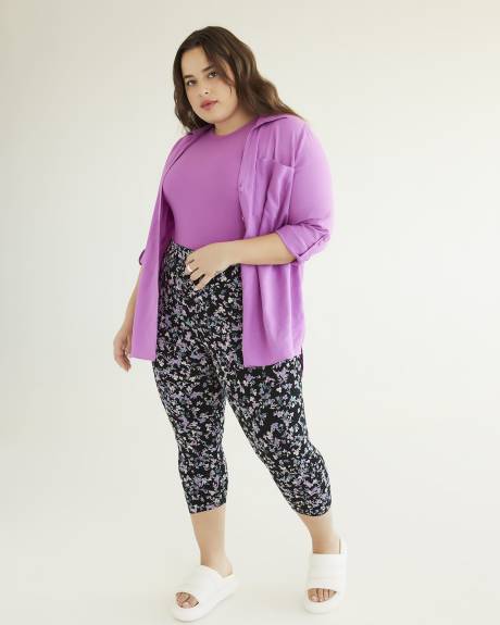 Legging capri fleuri, tissu responsable