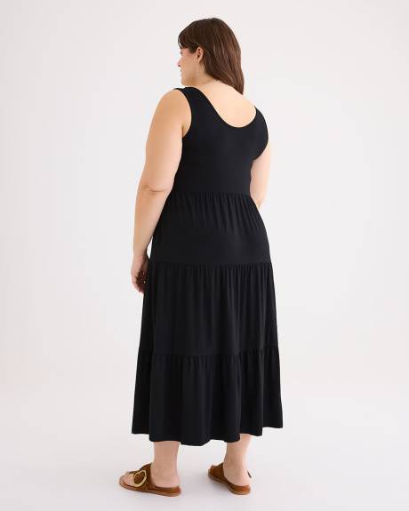 Robe longue avec jupe à volants, tissu responsable