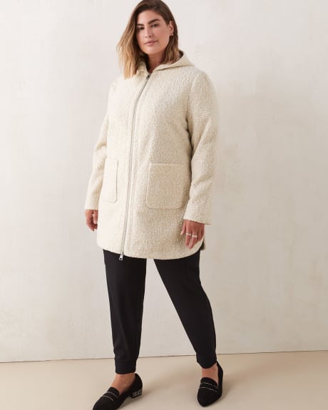 Knee-Length Hooded Sherpa Coat - In Every Story