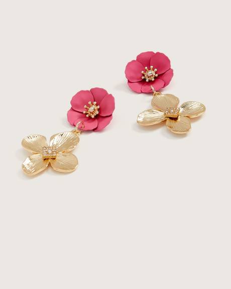 2-Tone Flower Drop Earrings
