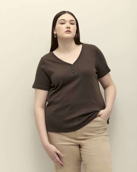 T-shirt en tricot côtelé, coupe girlfriend - Essentiels PENN.