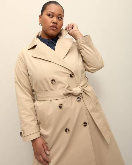 Beige Double-Breasted Trench Coat with Belt