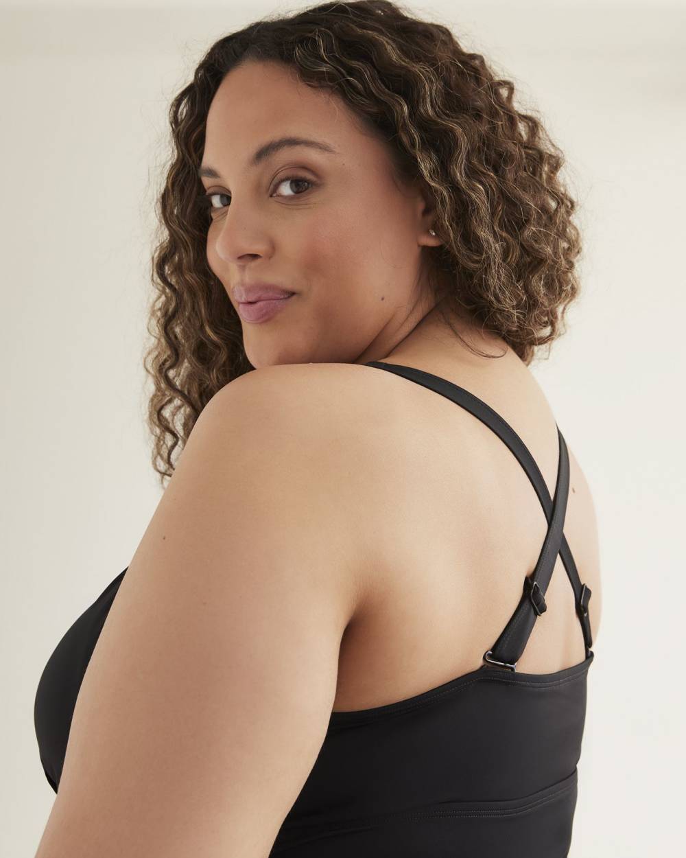 Black Triangle Tankini Top with Adjustable Sides Penningtons