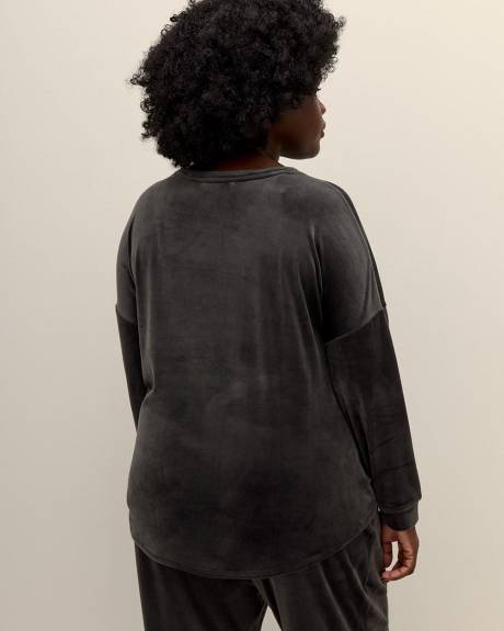Haut de pyjama à manches longues en velours gris - ti Voglio