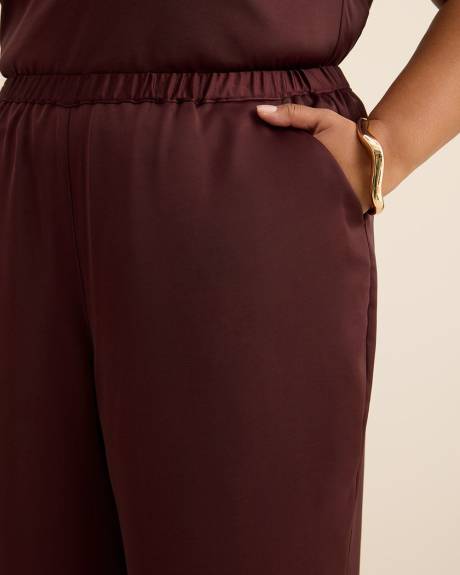Purple Satin Wide-Leg Pant