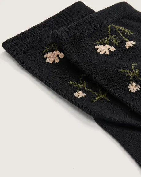Chaussettes à motif de fleurs à tige