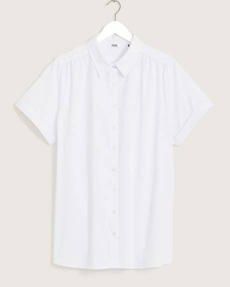 White Short-Sleeve Buttoned Down Tunic