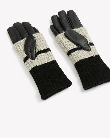 Gants en cuir noir avec épaisseur en laine