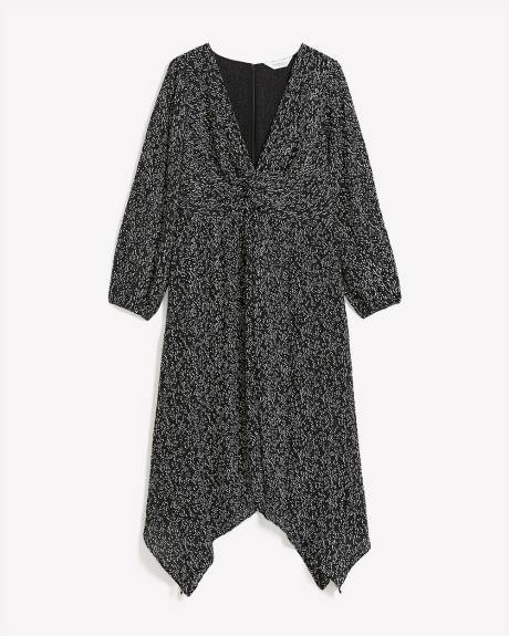 Knotted V-Neck Dress with Sharkbite Hem - Addition Elle