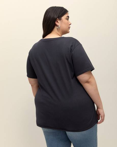 Black Short-Sleeve Crewneck Tee with The Beatles Print