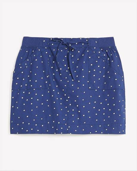 Cotton Skort With Ribbed Waistband