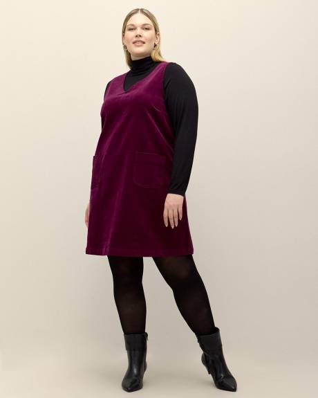 Purple Sleeveless Corduroy Dress