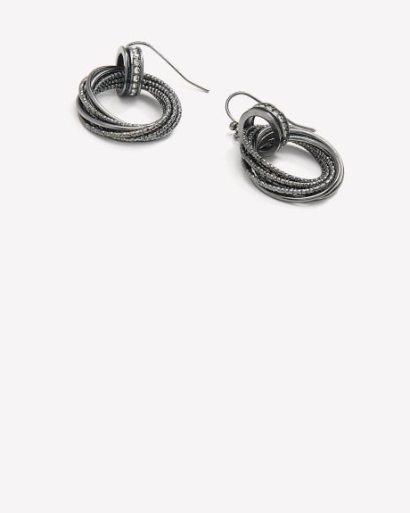 Boucles d'oreilles anneaux noires texturées