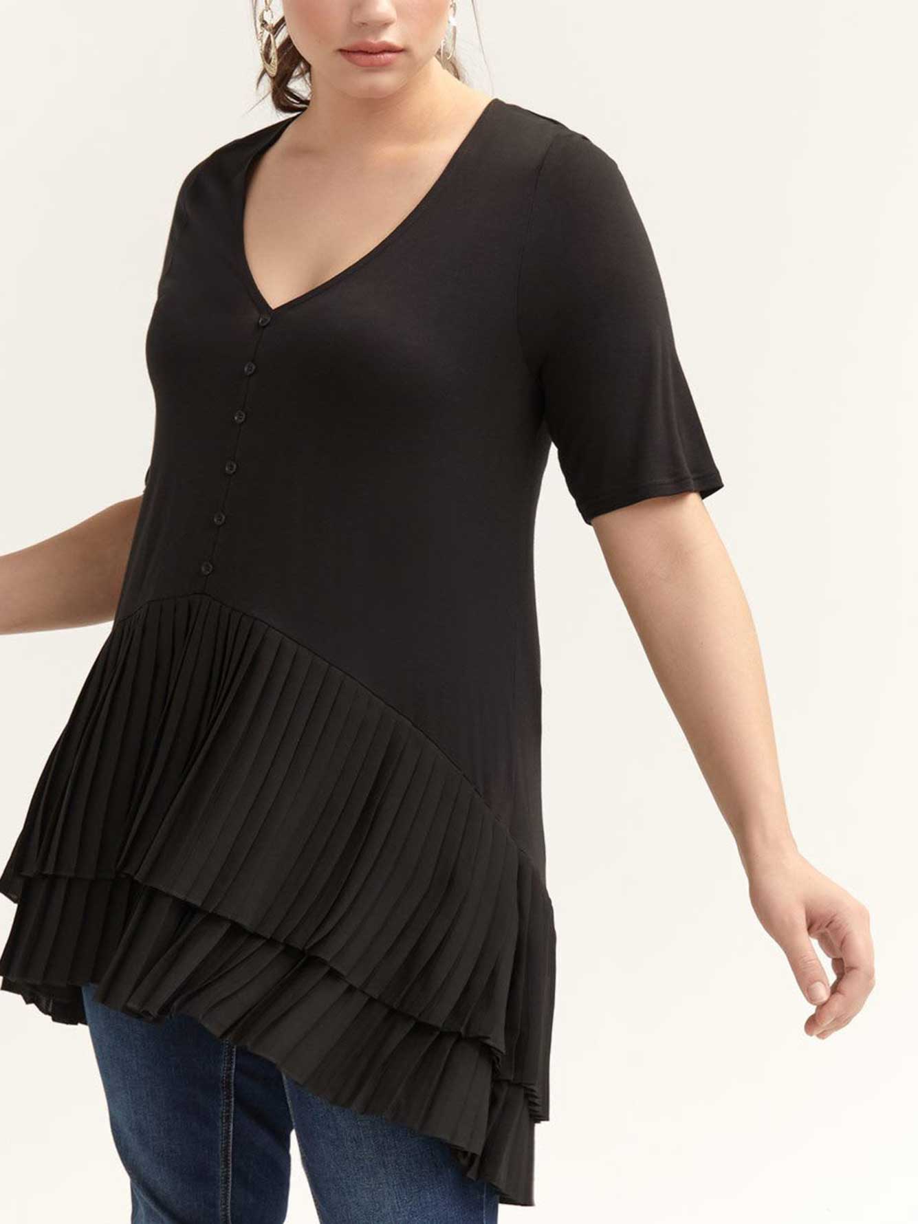 Ourlet Tunique Avec Double Bimatière Plissé dxrCeBo