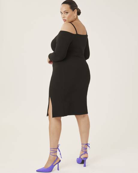 Black Off-the-Shoulder Long-Sleeve Dress - Addition Elle
