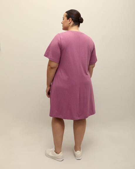 Responsible, Crewneck Swing Dress with Short Flutter Sleeves