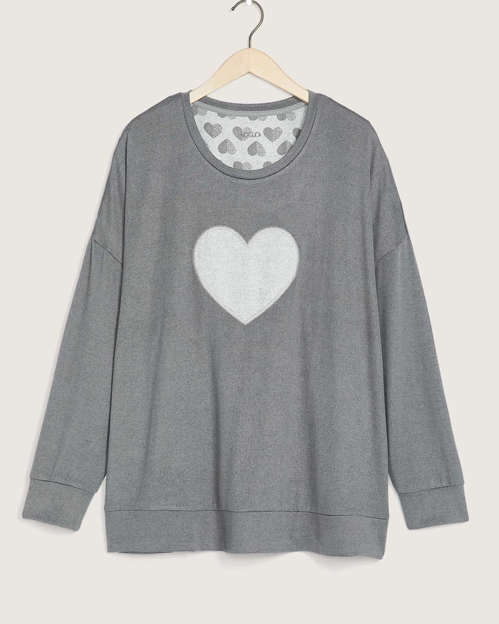 Knit Pyjama Top with Heart Appliqué - tiVOGLIO | Penningtons